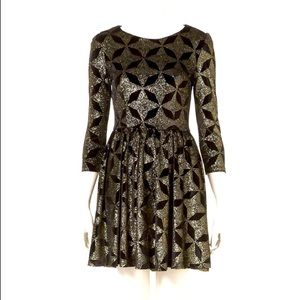 Topshop Black Velvet Dress with Gold Stars